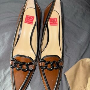 Oscar de la Renta Brown and Black Kitten Heels (NWT)
